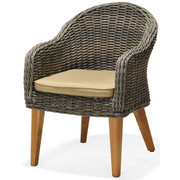 GARTENSESSEL Teakholz Kunststoffgeflecht Aluminium Braun, Taupe, Teakfarben - Taupe/Braun, Design, Holz/Kunststoff (57/82,8/66,3cm) - Ambia Garden