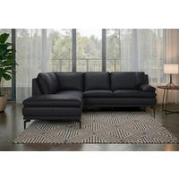 ECKSOFA  Echtleder Schwarz  - Schwarz, Design, Leder (221/248cm) - P & B