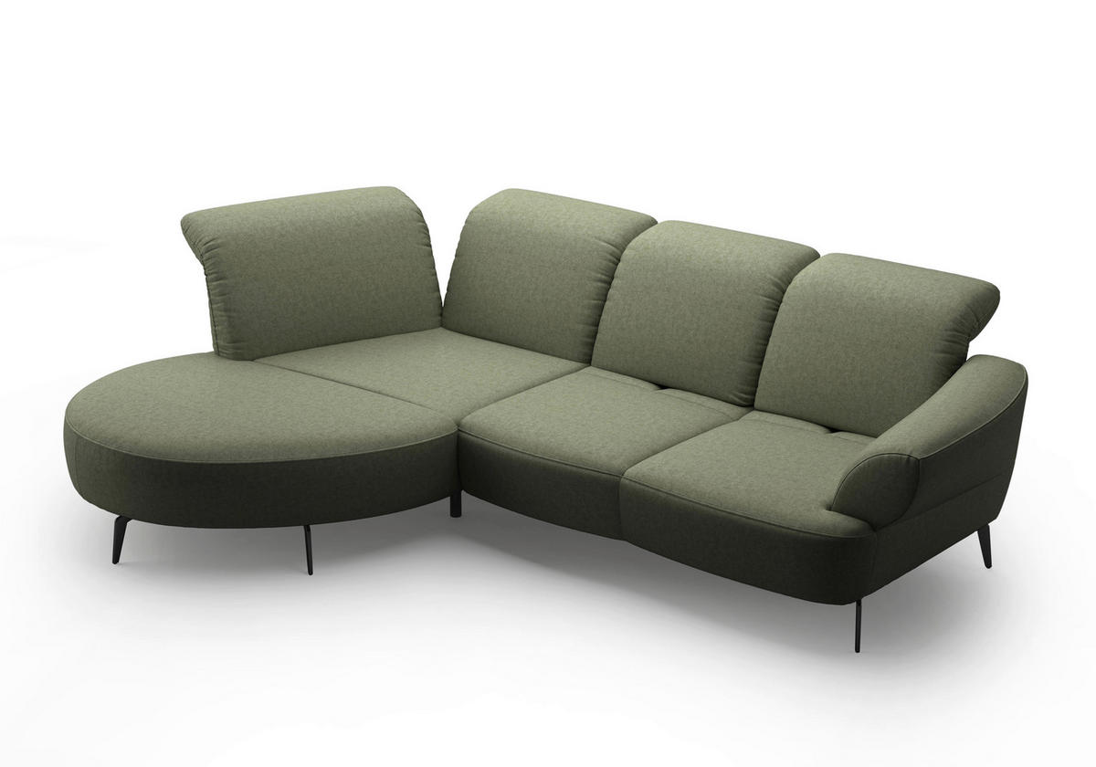 ECKSOFA DANCE E Olivgrün Flachgewebe  - Schwarz/Olivgrün, MODERN, Textil/Metall (208/313cm) - Sit & More