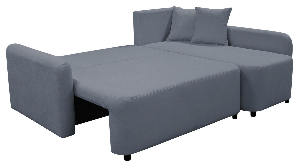 ECKSOFA STERN Grau Bouclé Zierkissen, Rückenkissen, Bettkasten  - Schwarz/Grau, Design, Kunststoff/Textil (207/152cm) - MID.YOU