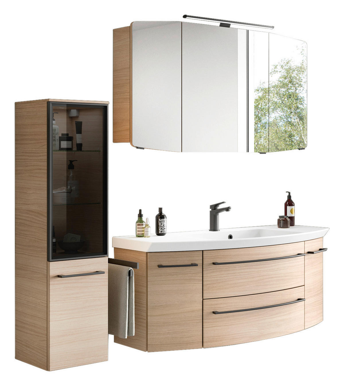 WASCHTISCHKOMBI 121 cm  - Eichefarben/Schwarz, KONVENTIONELL, Holzwerkstoff/Stein (121cm) - Sadena