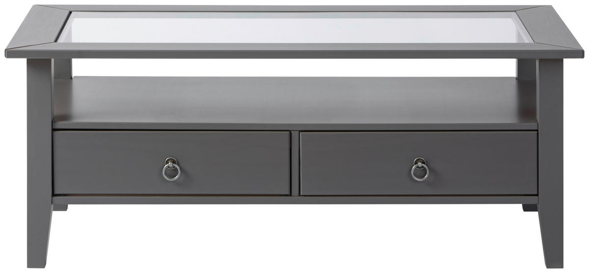 COUCHTISCH Kiefer massiv 115/60/45 cm rechteckig Grau  - Silberfarben/Grau, Design, Glas/Holz (115/60/45cm) - Livetastic