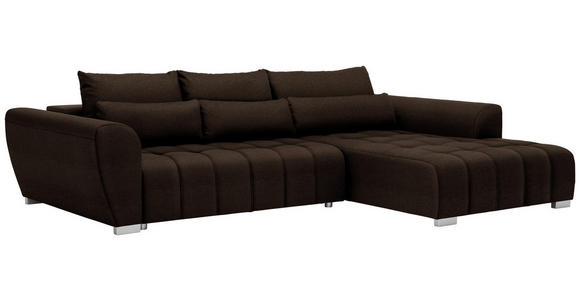 ECKSOFA in Webstoff Dunkelbraun  - Dunkelbraun/Silberfarben, MODERN, Kunststoff/Textil (304/218cm) - Carryhome