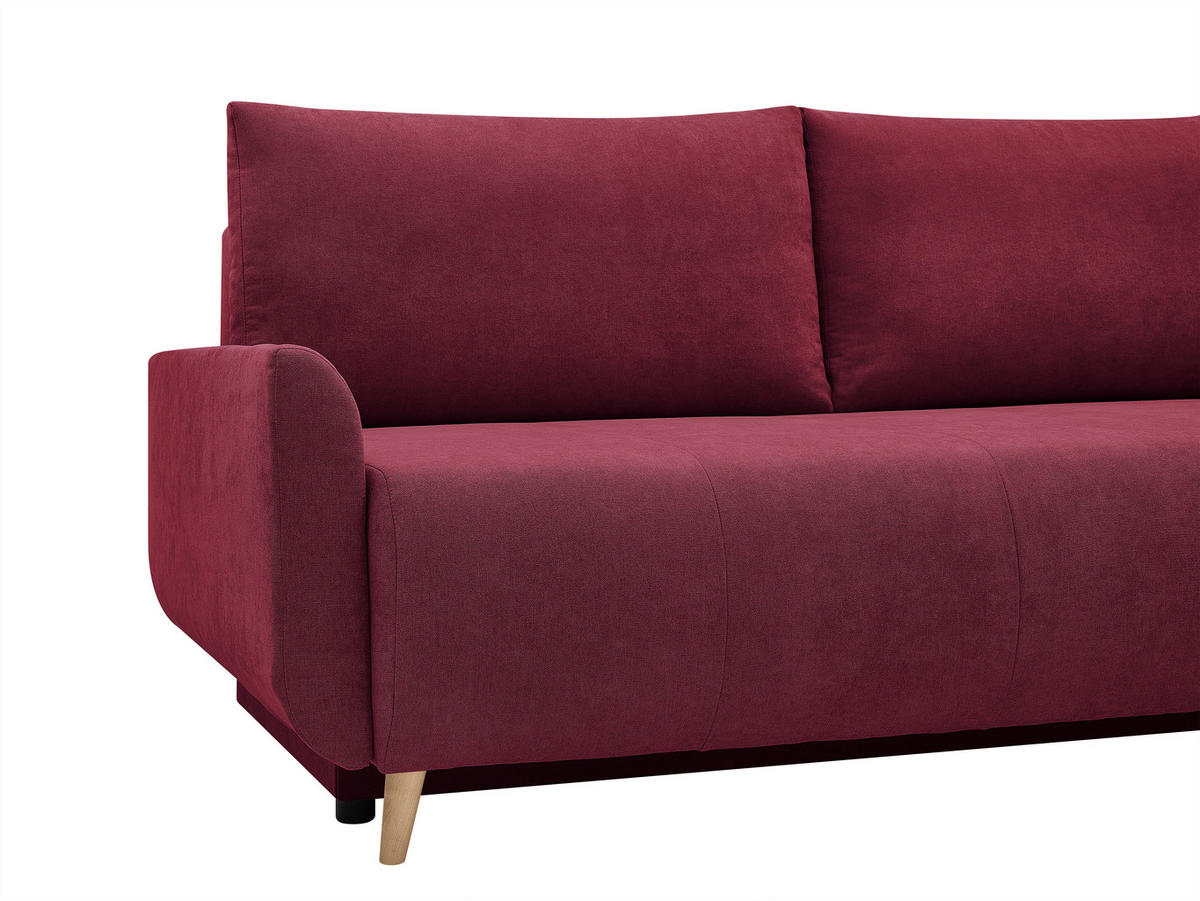 SCHLAFSOFA DUO Mikrofaser Bordeaux  inkl. Rückenkissen, Bettkasten, Schlaffunktion, Rücken echt  - Bordeaux/Naturfarben, Design, Textil (218/90/110cm) - P & B