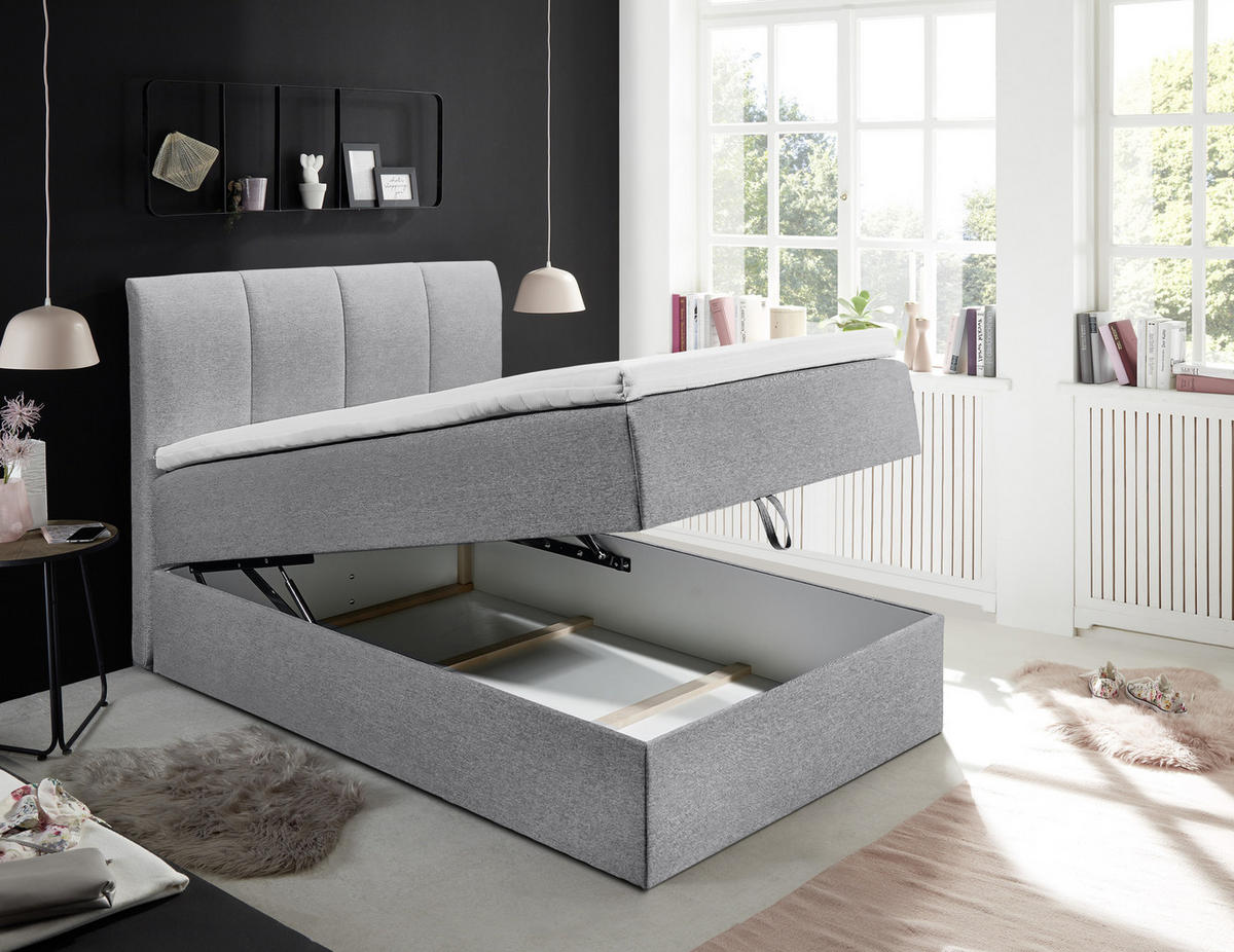 BOXSPRINGBETT 120/200 cm  in Grau  - Schwarz/Grau, Basics, Kunststoff/Textil (120/200cm) - MID.YOU