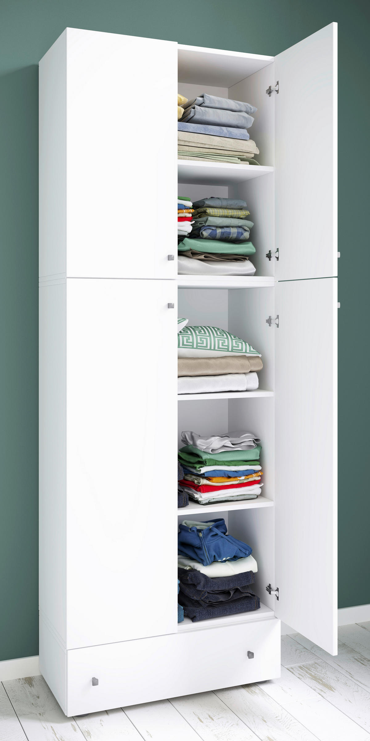 Șifonier, 70/200/39 cm, alb - alb/gri, Modern, plastic/material pe bază de lemn (70/200/39cm) - MID.YOU