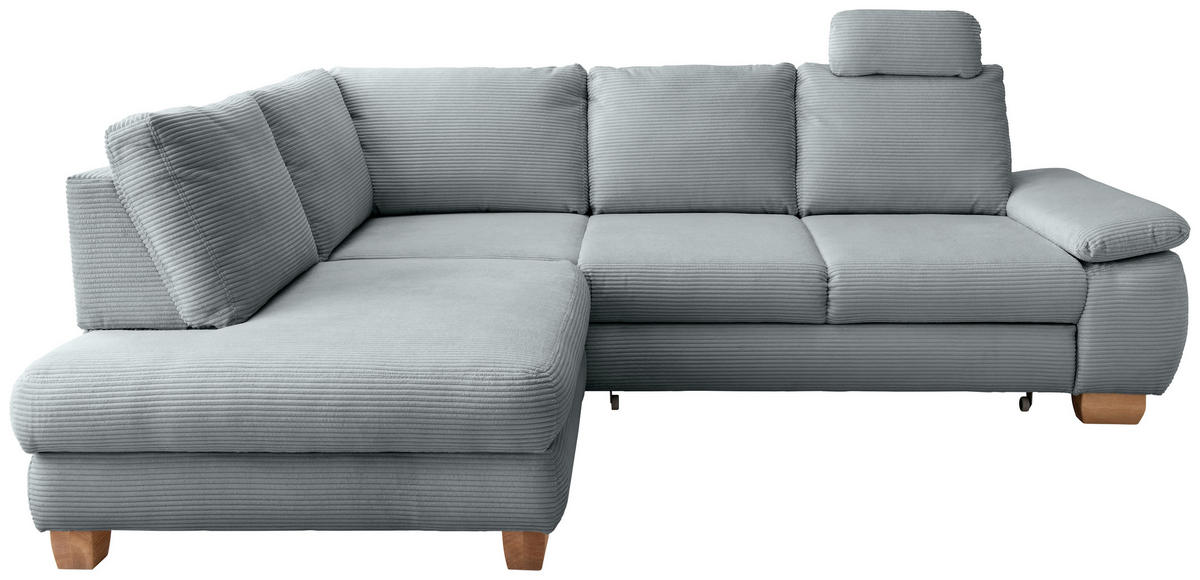 ECKSCHLAFSOFA in Cord Hellblau  - Wildeiche/Hellblau, Modern, Holz/Textil (206/261cm) - Livetastic