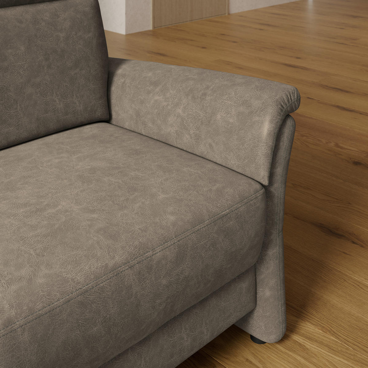2,5-SITZER Mikrofaser Graubraun  - Graubraun/Schwarz, Konventionell, Kunststoff/Textil (170/99/91cm) - Elegando