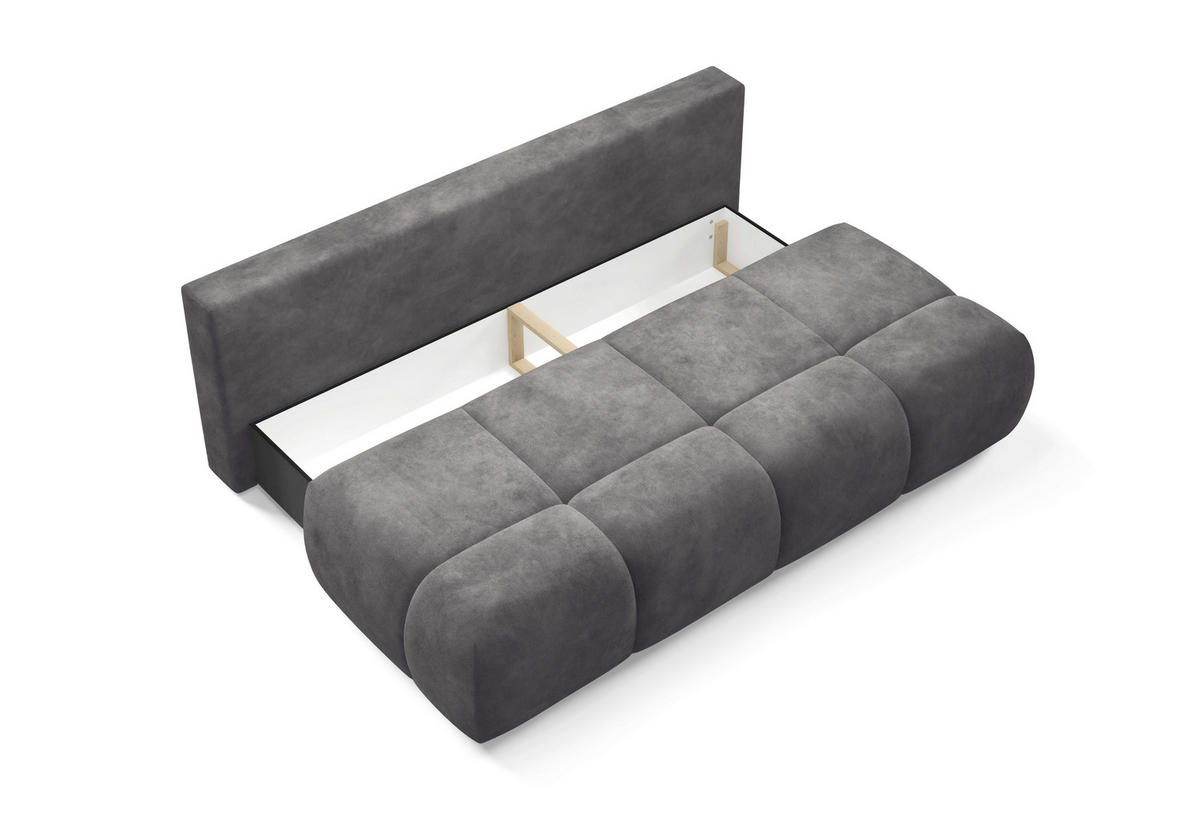 SCHLAFSOFA MARON in Samt Grau  - Schwarz/Grau, Design, Kunststoff/Textil (219/94/110cm) - Livetastic
