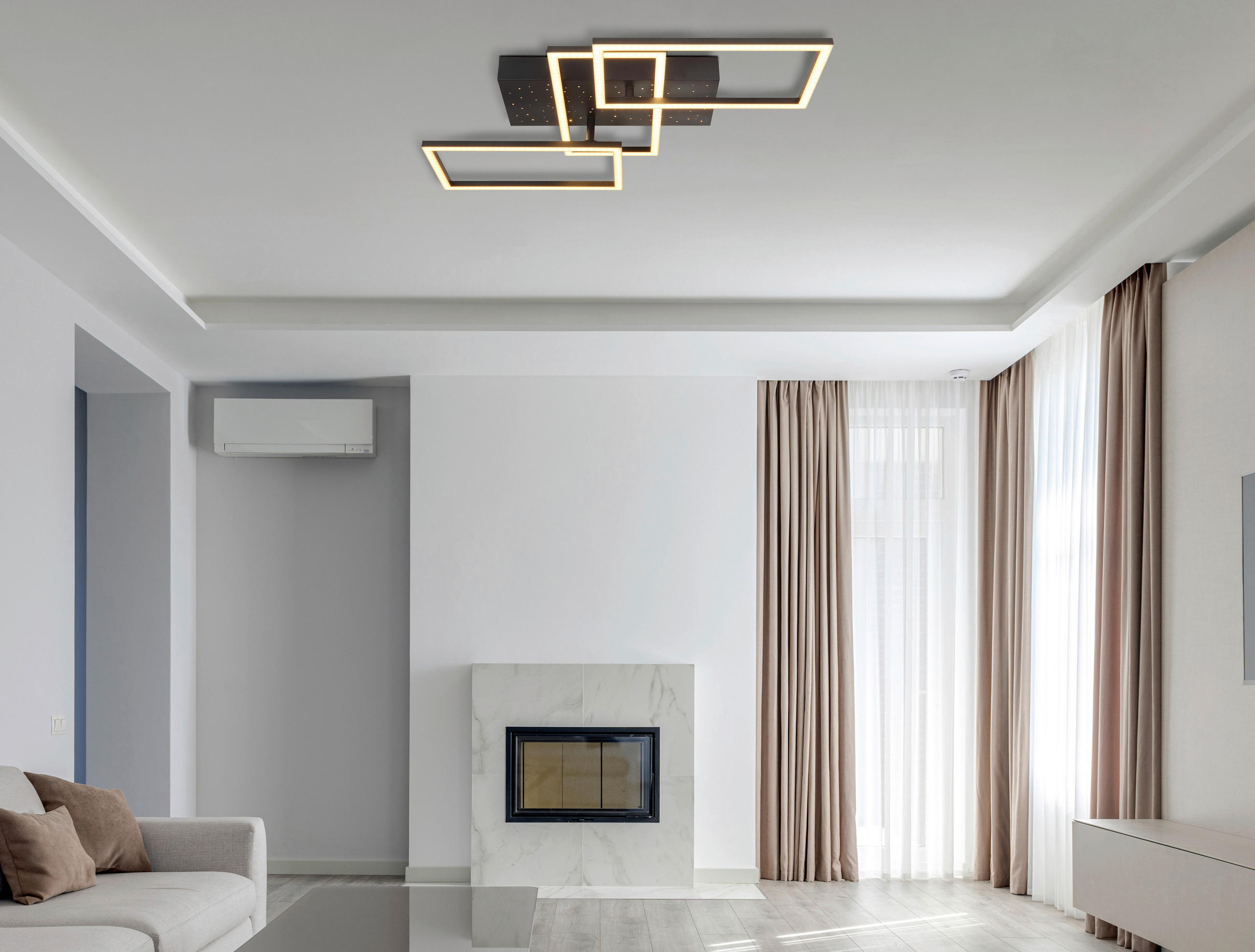 LED-DECKENLEUCHTE 40 W    59/40,5/9,7 cm  - Opal/Schwarz, Design, Kunststoff/Metall (59/40,5/9,7cm) - Globo