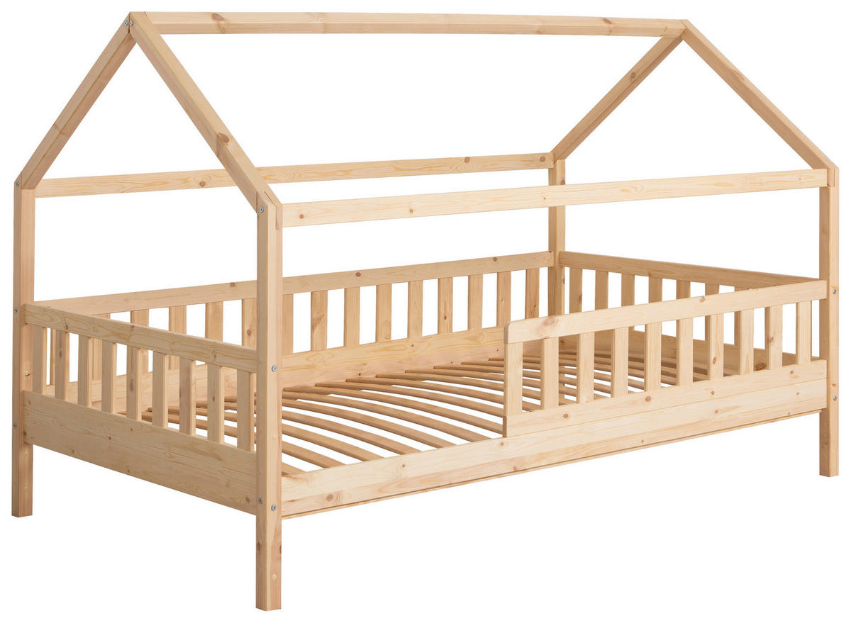 HAUSBETT 90/200 cm,  in Naturfarben, Altrosa  - Altrosa/Naturfarben, MODERN, Holz/Textil (90/200cm) - MID.YOU