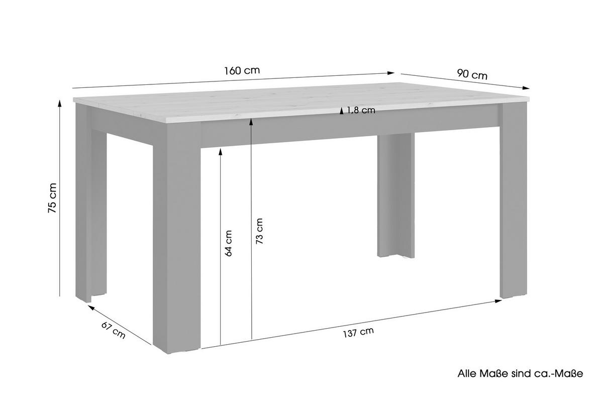 ESSTISCH rechteckig Anthrazit, Eiche Artisan  - Anthrazit/Eiche Artisan, MODERN, Holzwerkstoff (160/90/75cm) - MID.YOU