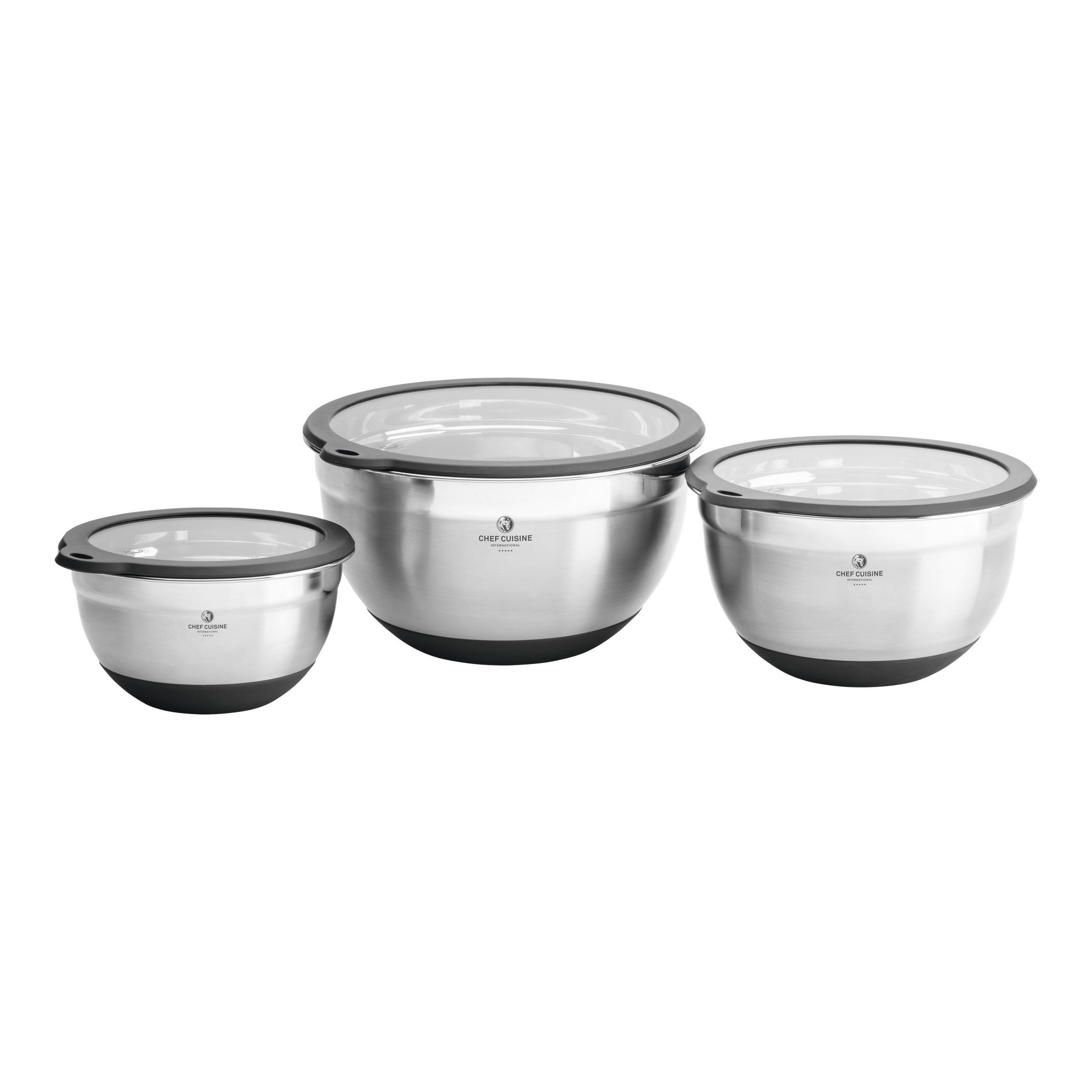 SERVIERSCHALENSET   - Edelstahlfarben/Transparent, Basics, Glas/Kunststoff (26/26/15.5cm) - CHEF CUISINE