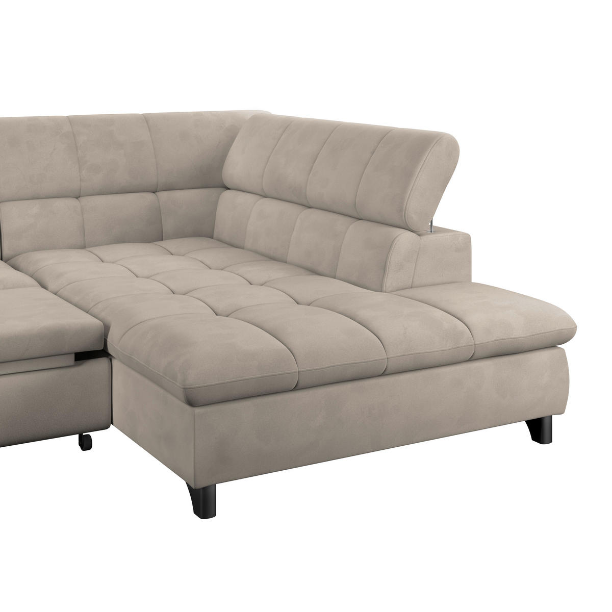 ECKSOFA Naturfarben Chenille  - Chromfarben/Naturfarben, KONVENTIONELL, Textil/Metall (312/234cm) - Livetastic