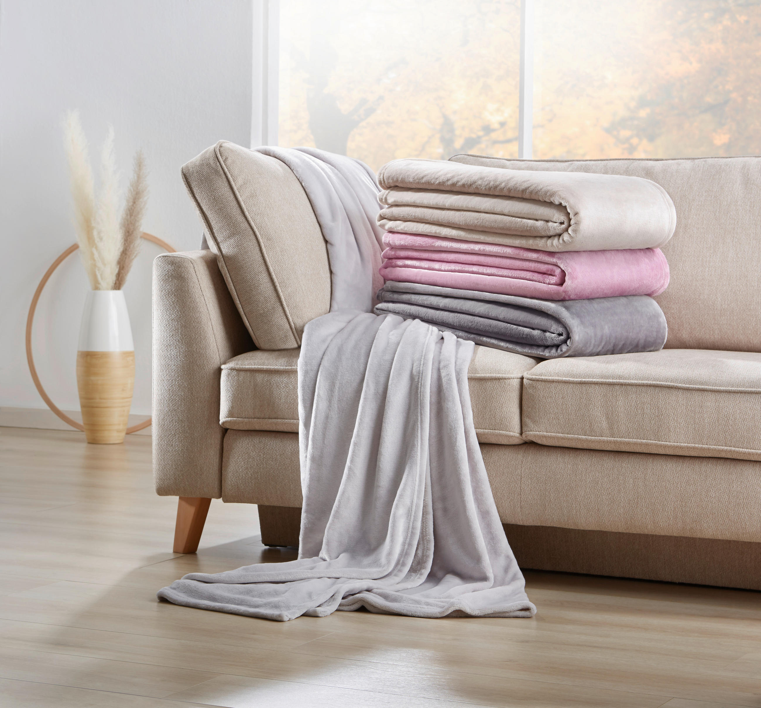 PLÄD 220/240 cm - silver, Klassisk, textil (220/240cm) - Novel