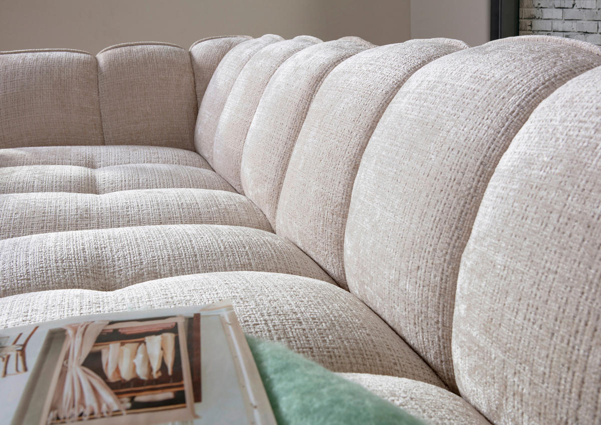 ECKSOFA Chenille Creme  - Creme/Schwarz, Konventionell, Kunststoff/Textil (172/272cm) - Carryhome