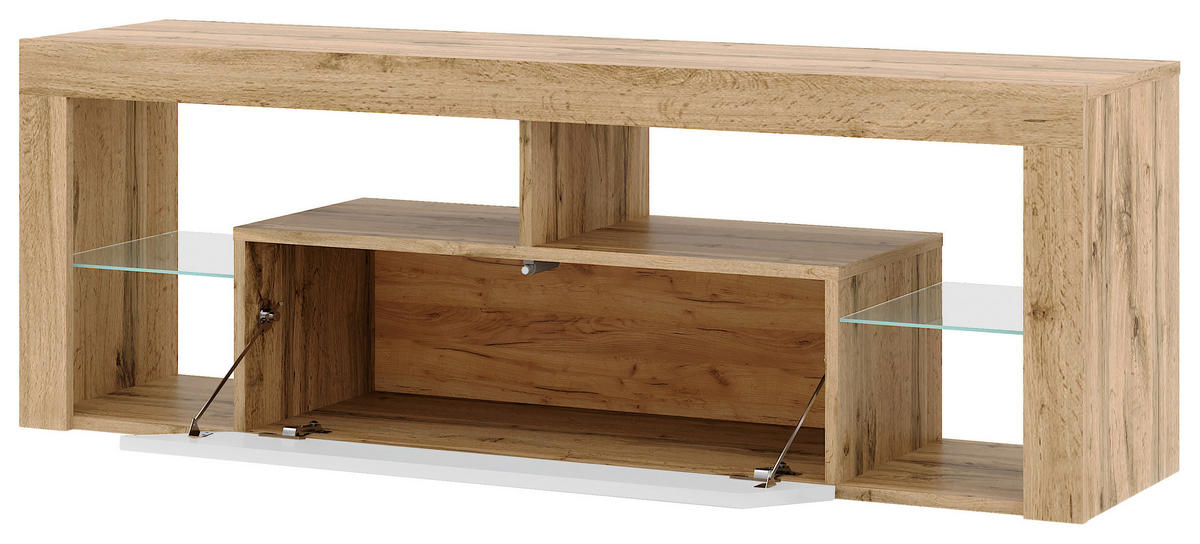 LOWBOARD EVEREST 140/50,5/35 cm  stehend  - Eiche Wotan/Schwarz, Design, Glas/Holzwerkstoff (140/50,5/35cm) - Livetastic