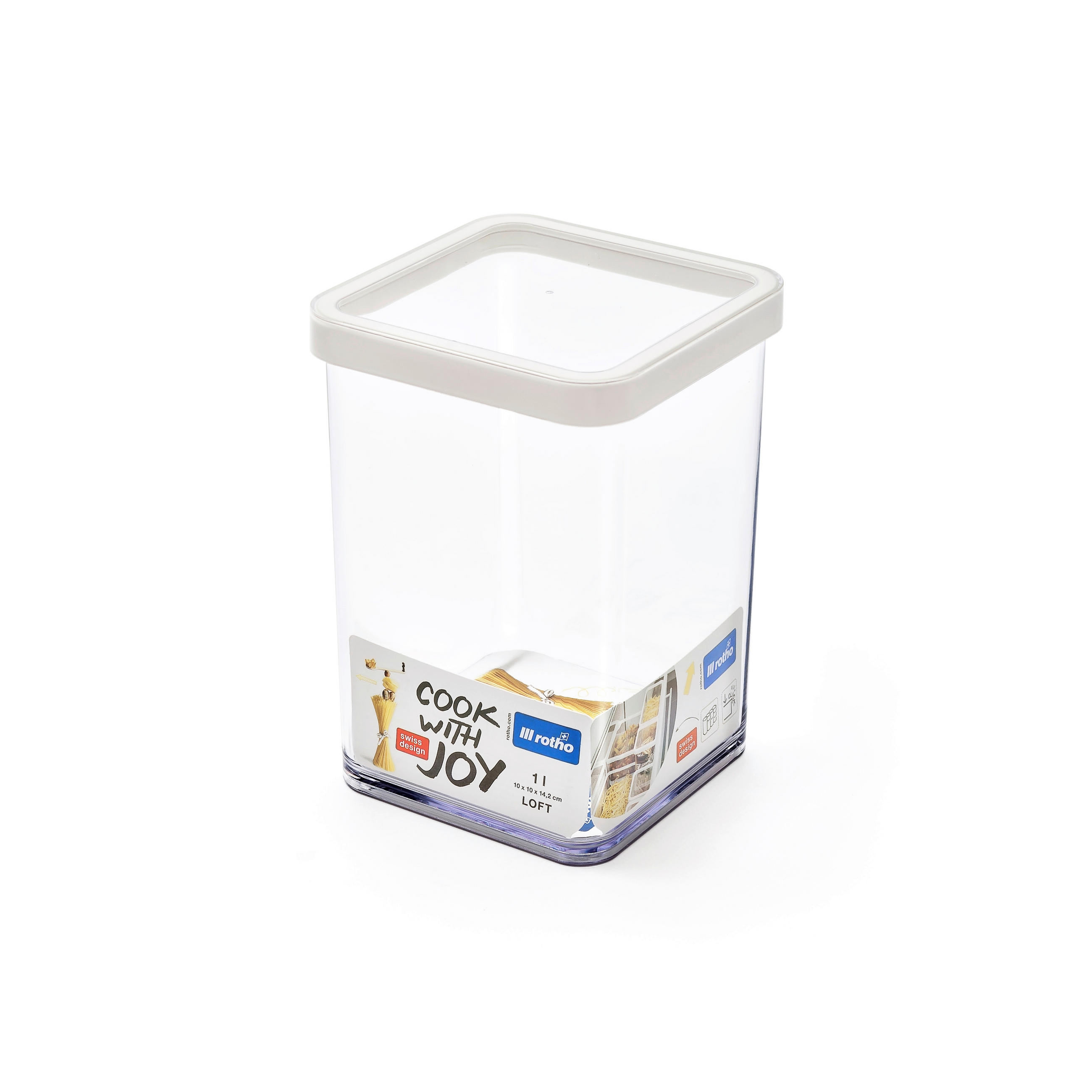 VORRATSDOSE 1 l  - Klar/Weiss, Basics, Kunststoff (10/10/14.2cm) - Rotho