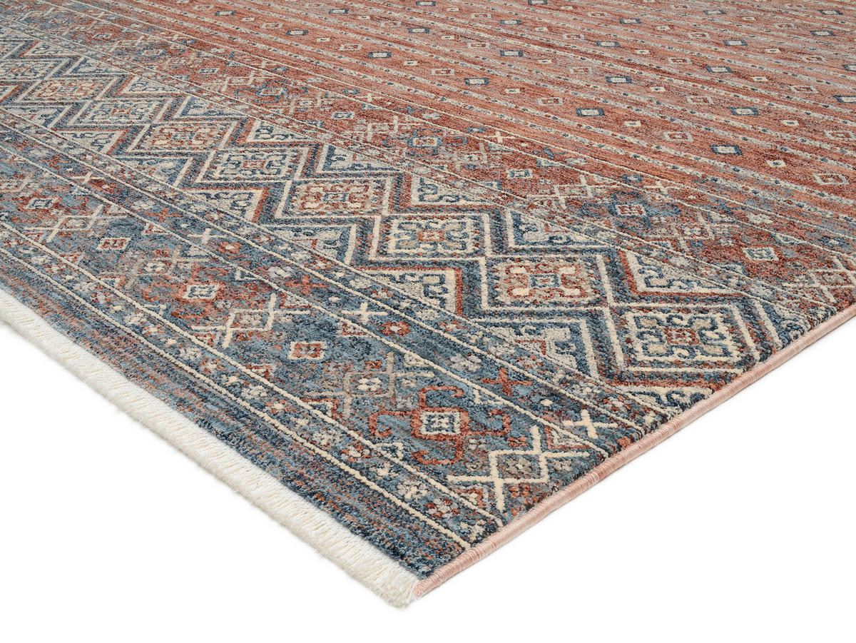 WEBTEPPICH  Wohnzimmer 80/150 cm Korsika Blau, Terracotta rechteckig  - Blau/Terracotta, Design, Textil (80/150cm) - Novel