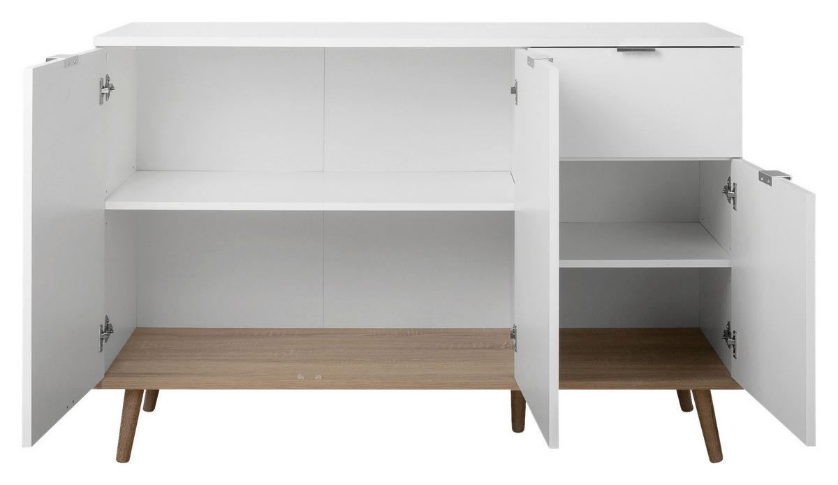 KOMMODE  in 120/85/40 cm  - Silberfarben/Weiß, KONVENTIONELL, Holz/Holzwerkstoff (120/85/40cm) - MID.YOU