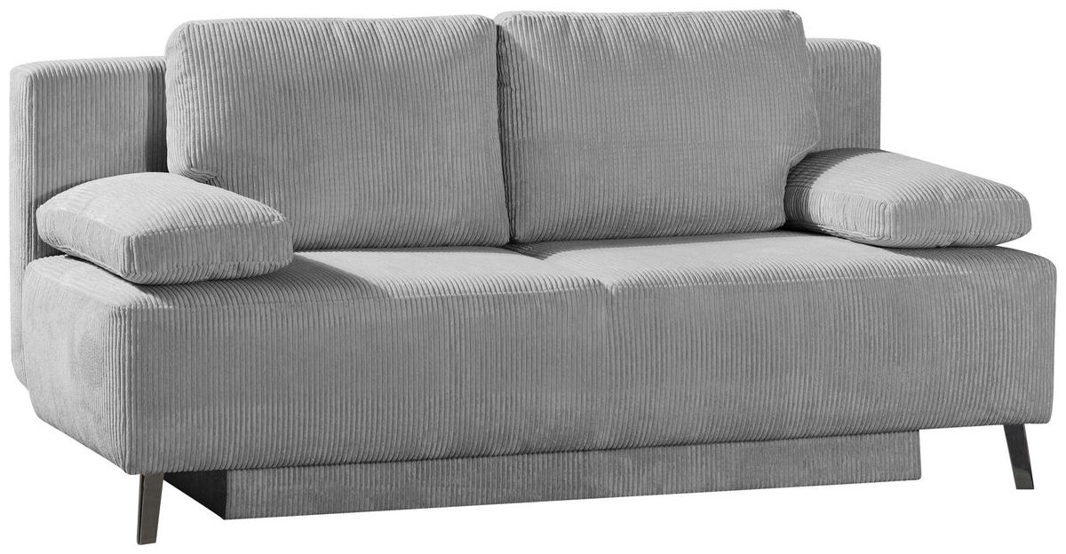 SCHLAFSOFA in Cord Hellgrau  - Hellgrau/Schwarz, Design, Textil/Metall (197/92/88cm) - Novel