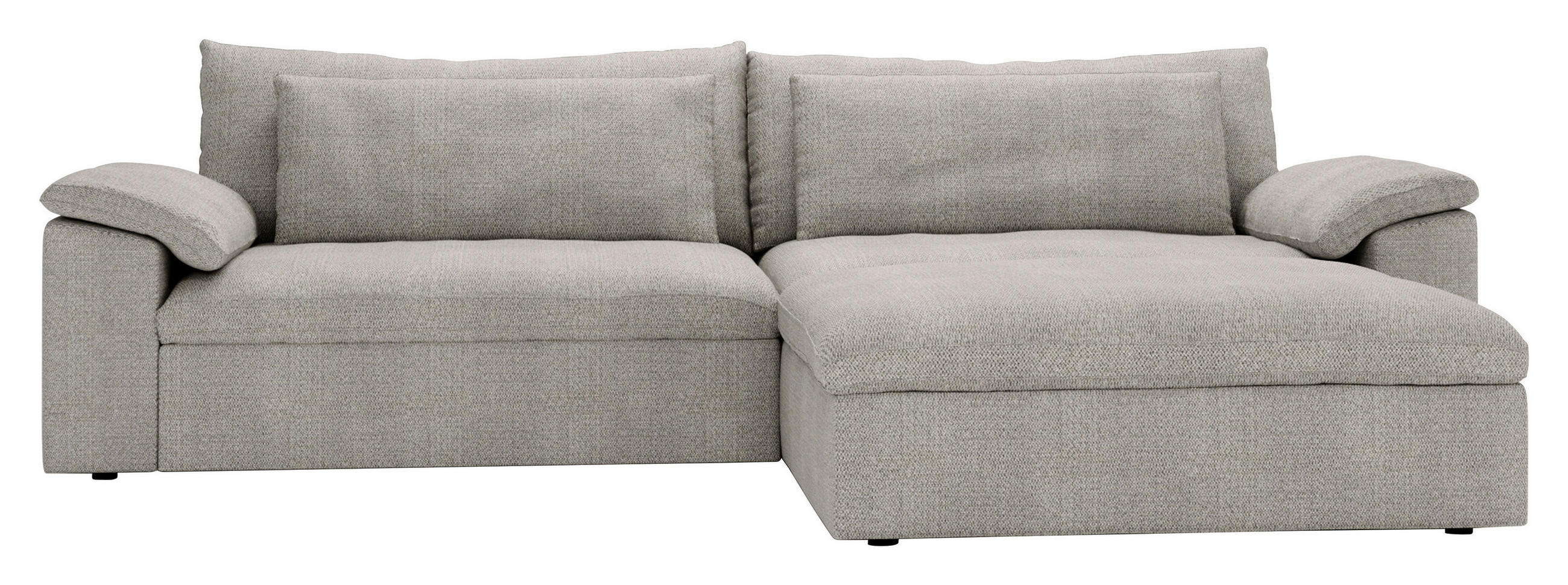 ECKSOFA Webstoff Greige  - Greige/Schwarz, Modern, Kunststoff/Textil (306/198cm) - Carryhome