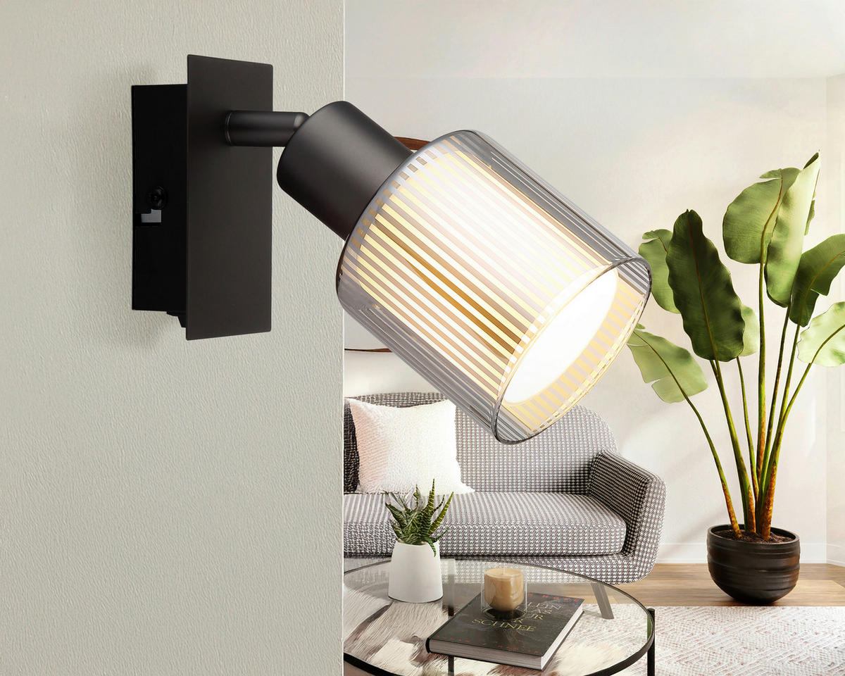 STRAHLER 8/18,8 cm   - Schwarzchrom/Weiß, Basics, Glas/Metall (8/18,8cm) - Globo