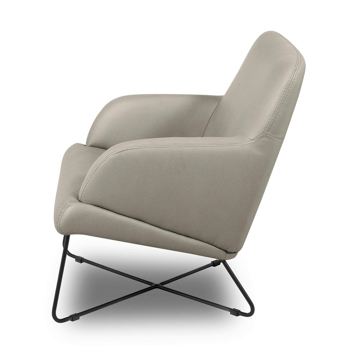 SESSELSET Lederlook Grau  - Beige/Grau, Design, Textil/Metall (67/87/74cm) - Livetastic