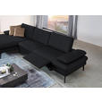 ECKSOFA in Echtleder Anthrazit  - Anthrazit/Schwarz, Design, Leder/Metall (157/325cm) - Dieter Knoll