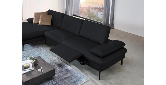 ECKSOFA in Echtleder Anthrazit 157/325 cm - Anthrazit/Schwarz, Design, Leder/Metall (157/325cm) - Dieter Knoll