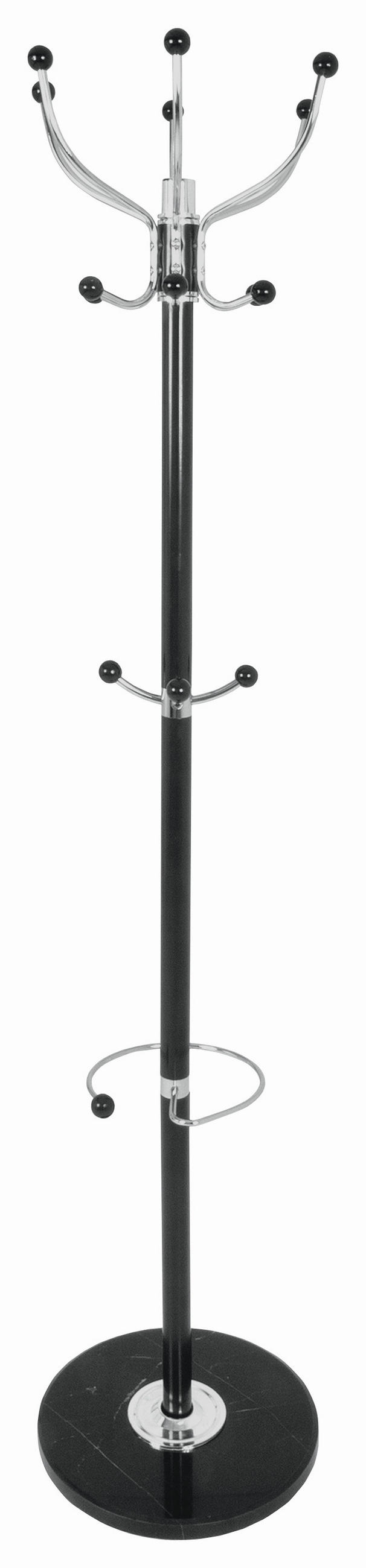 GARDEROBENSTÄNDER in Schwarz, Chromfarben  38/176 cm  - Chromfarben/Schwarz, Design, Stein/Metall (38/176cm) - Carryhome