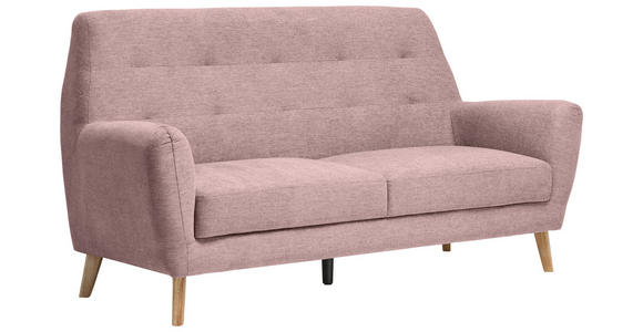 3-SITZER-SOFA Webstoff Rosa  - Eichefarben/Schwarz, Design, Holz/Kunststoff (200/105/84cm) - Carryhome