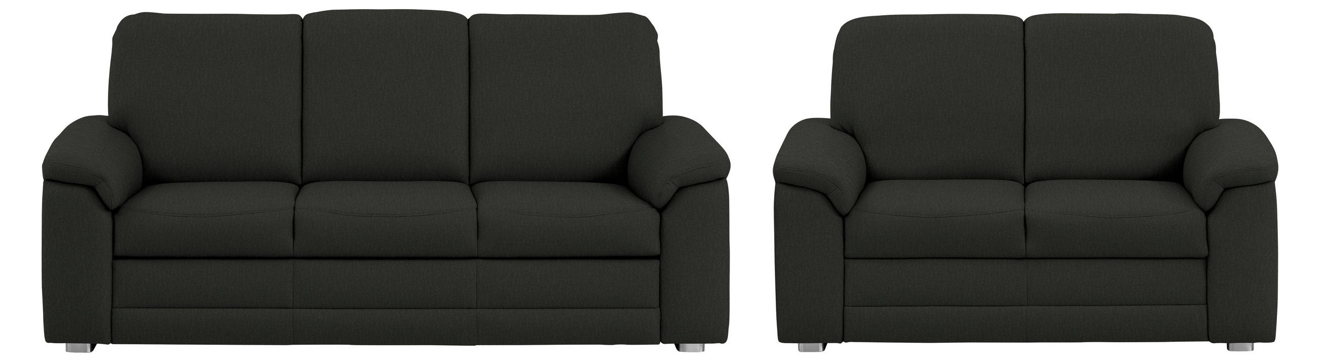 SITZGARNITUR Chenille Anthrazit  - Anthrazit/Alufarben, Konventionell, Textil/Metall (208/156/96/89cm) - Beldomo Comfort