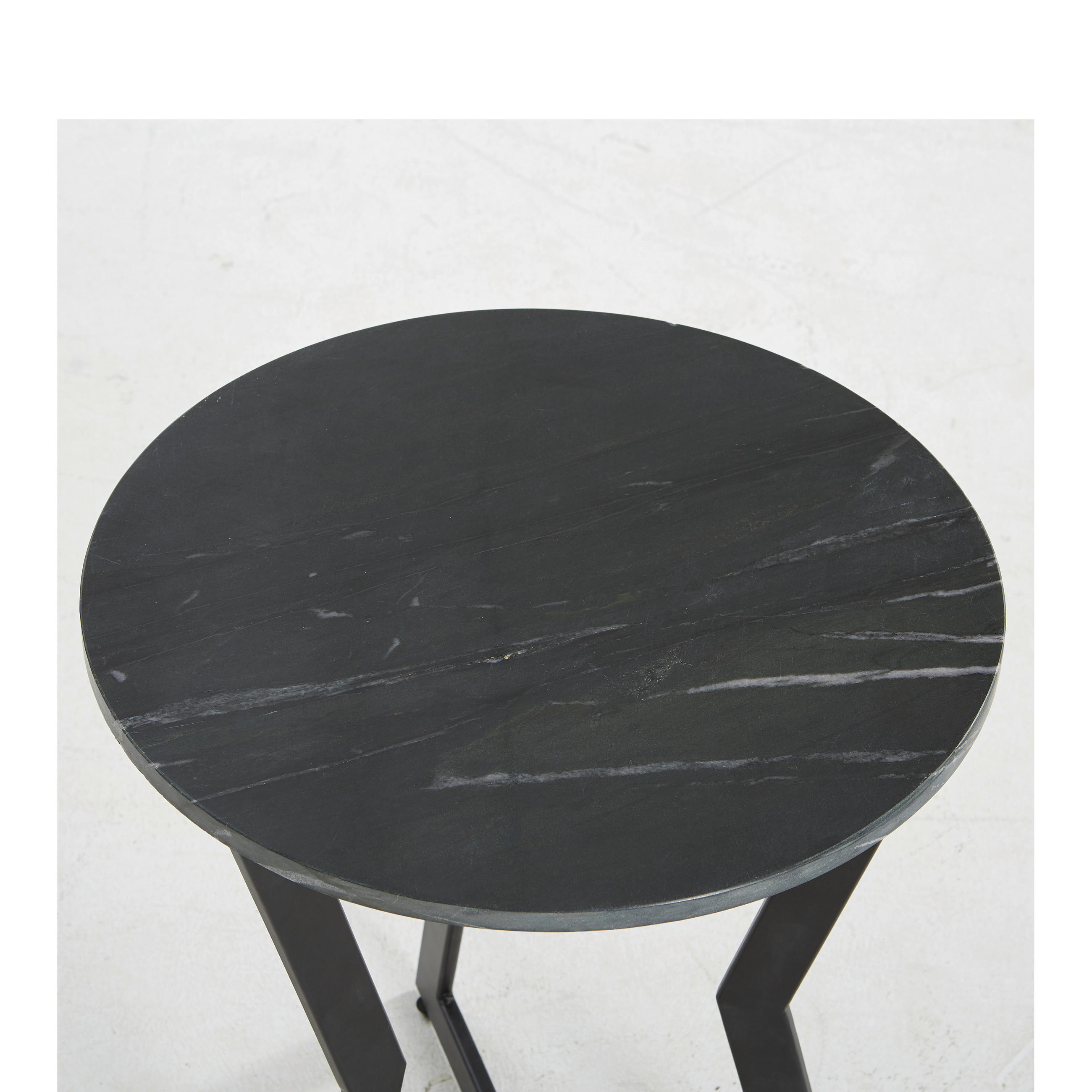 MASĂ AUXILIARĂ in metal, piatră 45/45/52 cm  - negru, Design, metal/piatră (45/45/52cm) - Novel