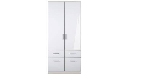DREHTÜRENSCHRANK 91/197/54 cm 2-türig - Alufarben/Weiß, KONVENTIONELL, Holzwerkstoff/Kunststoff (91/197/54cm) - Carryhome