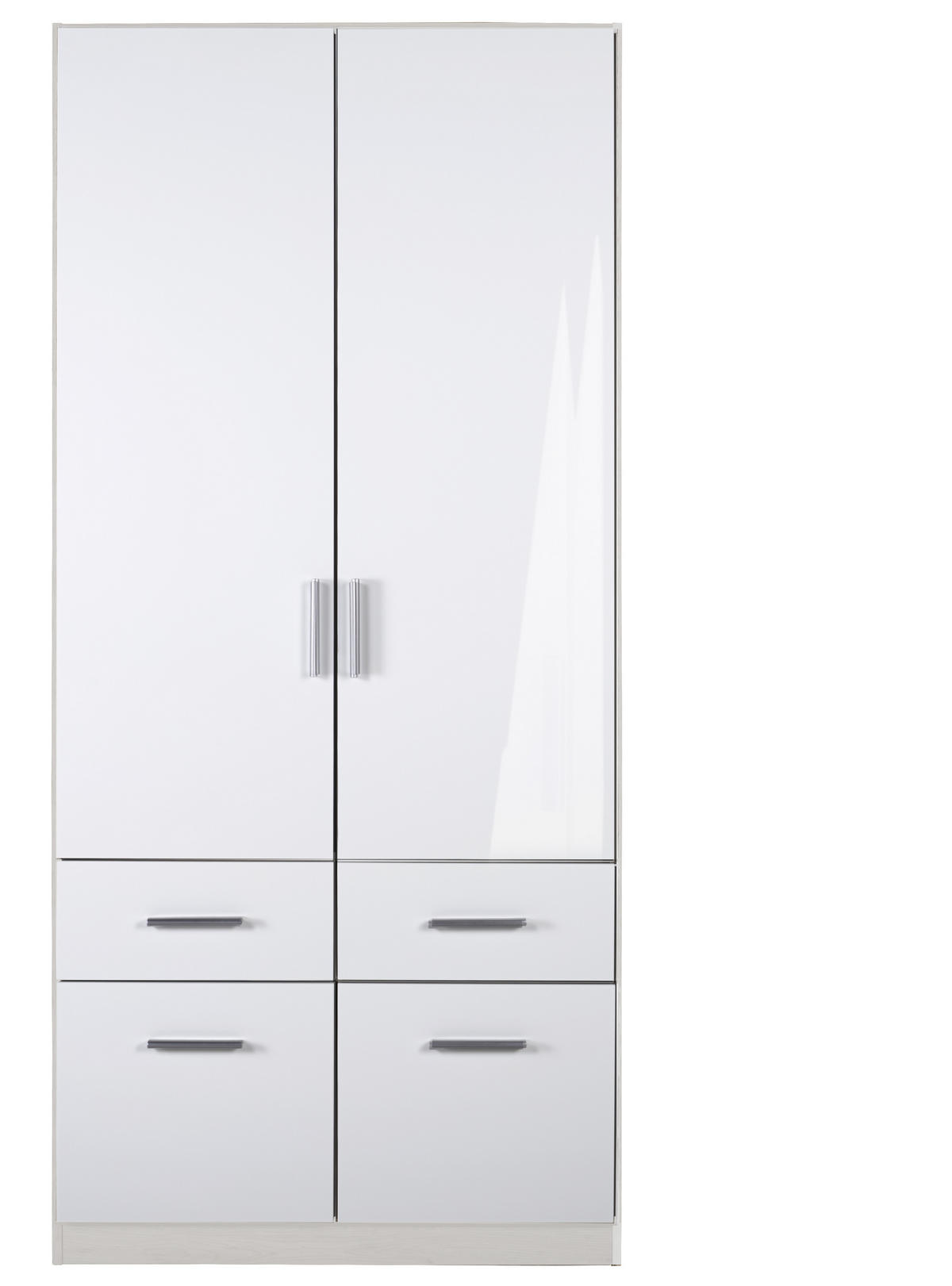 DREHTÜRENSCHRANK in Weiss  - Weiss/Alufarben, Konventionell, Holzwerkstoff/Kunststoff (91/197/54cm) - Carryhome