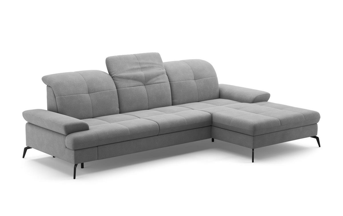 ECKSOFA in Flachgewebe Grau  - Schwarz/Grau, Konventionell, Textil/Metall (279/185cm) - Sit & More