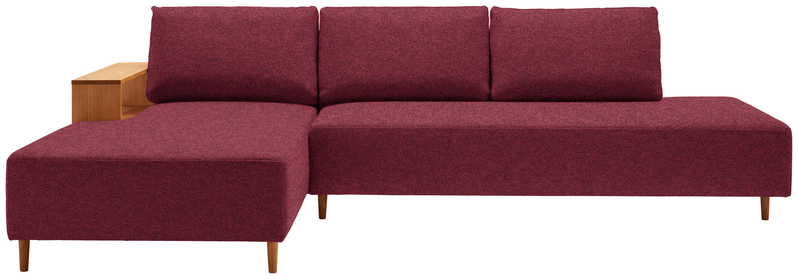 ECKSOFA in Flachgewebe Rot  - Eichefarben/Rot, Design, Holz/Textil (190/307cm) - Joka