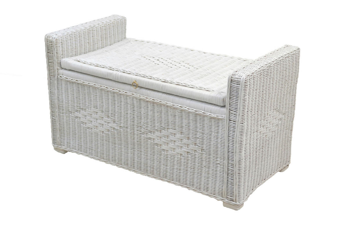 SITZBANK Weiß Rattan  - Weiß, KONVENTIONELL, Holz (45/90/51cm) - MID.YOU