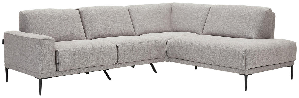 ECKSOFA in Chenille, Flachgewebe Hellgrau  - Hellgrau/Schwarz, Design, Textil/Metall (260/210cm) - Johann Jakob