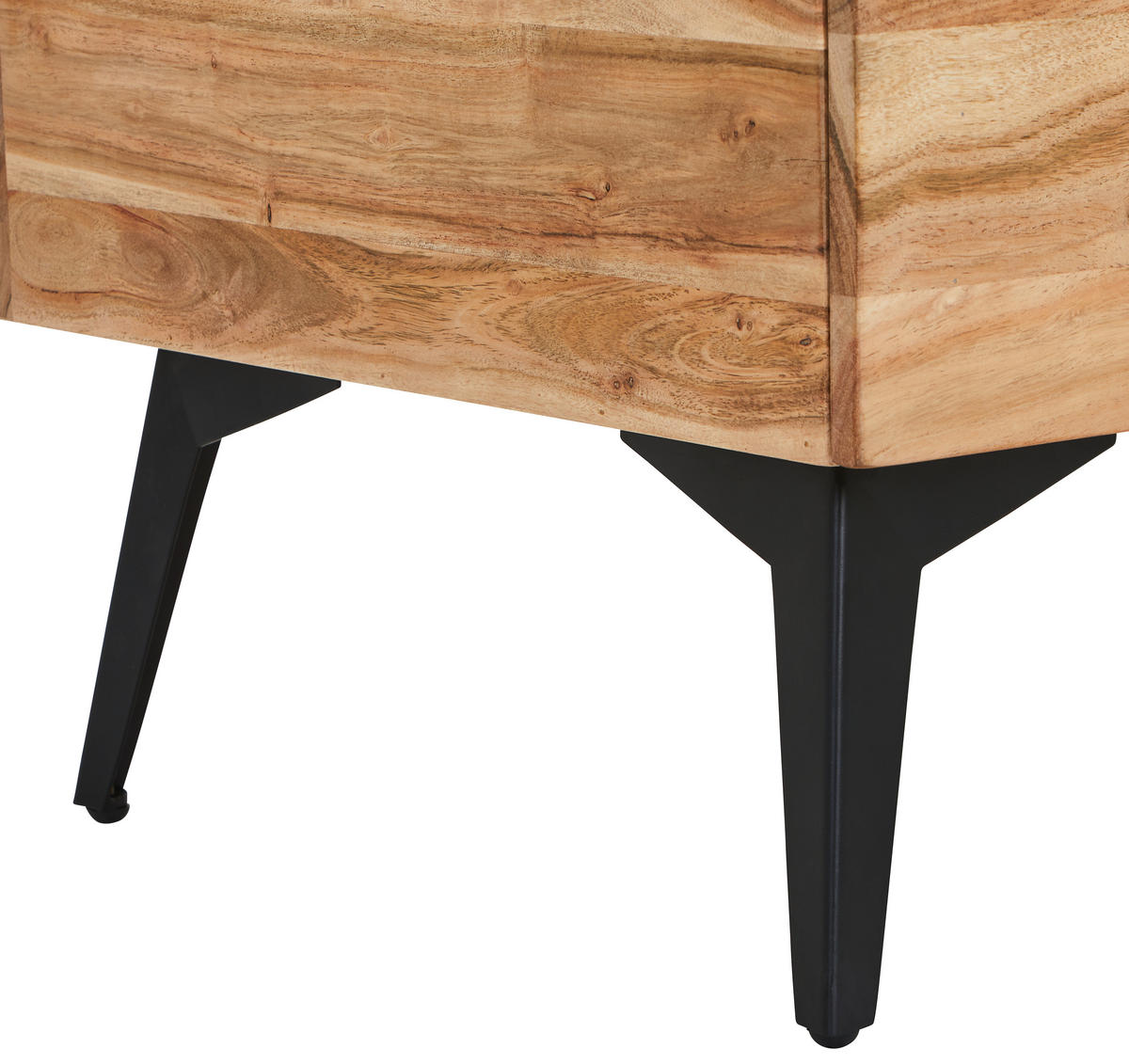 COUCHTISCH Akazie vollmassiv rechteckig Schwarz, Akaziefarben  - Schwarz/Akaziefarben, MODERN, Holz/Metall (115/40/55cm) - Livetastic