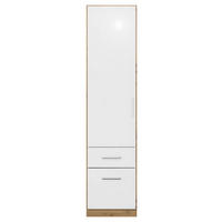 DREHTÜRENSCHRANK 47/197/54 cm,  in Eiche Artisan, Weiß Hochglanz, 1 Tür(en)  - Chromfarben/Weiß Hochglanz, MODERN, Holzwerkstoff/Kunststoff (47/197/54cm) - Rauch Möbel