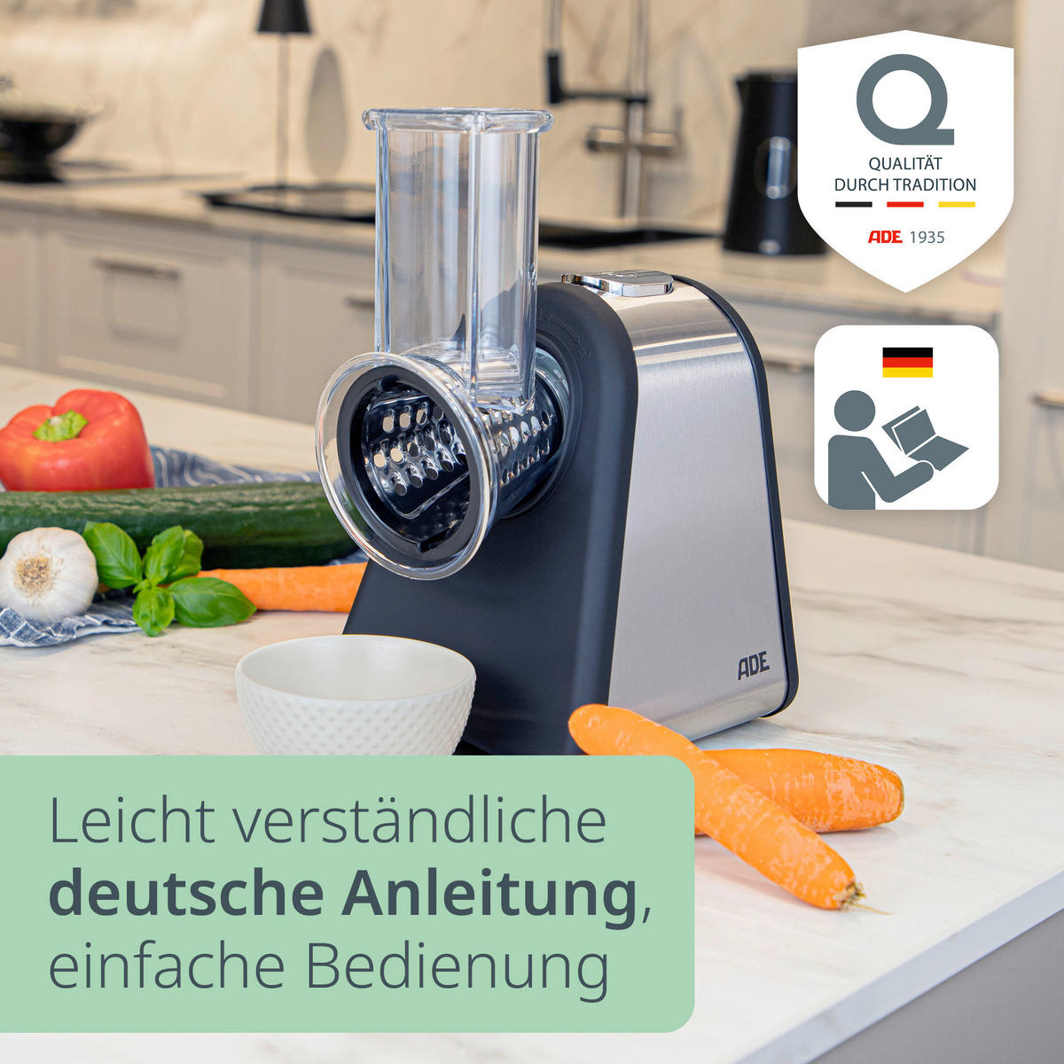 ALLZWECKREIBE elektrische Reibe  - Schwarz, Basics, Kunststoff/Metall (20,5/15/28,3cm) - ADE