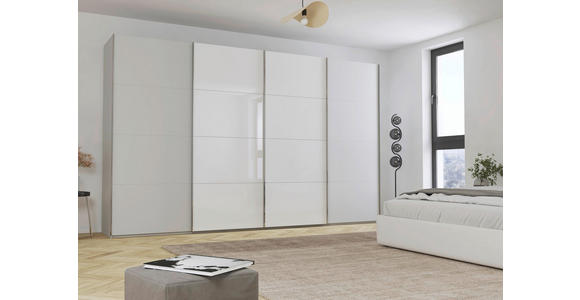 SCHWEBETÜRENSCHRANK 361/235/68 cm 4-türig - Chromfarben, KONVENTIONELL, Glas/Holzwerkstoff (361/235/68cm) - Novel
