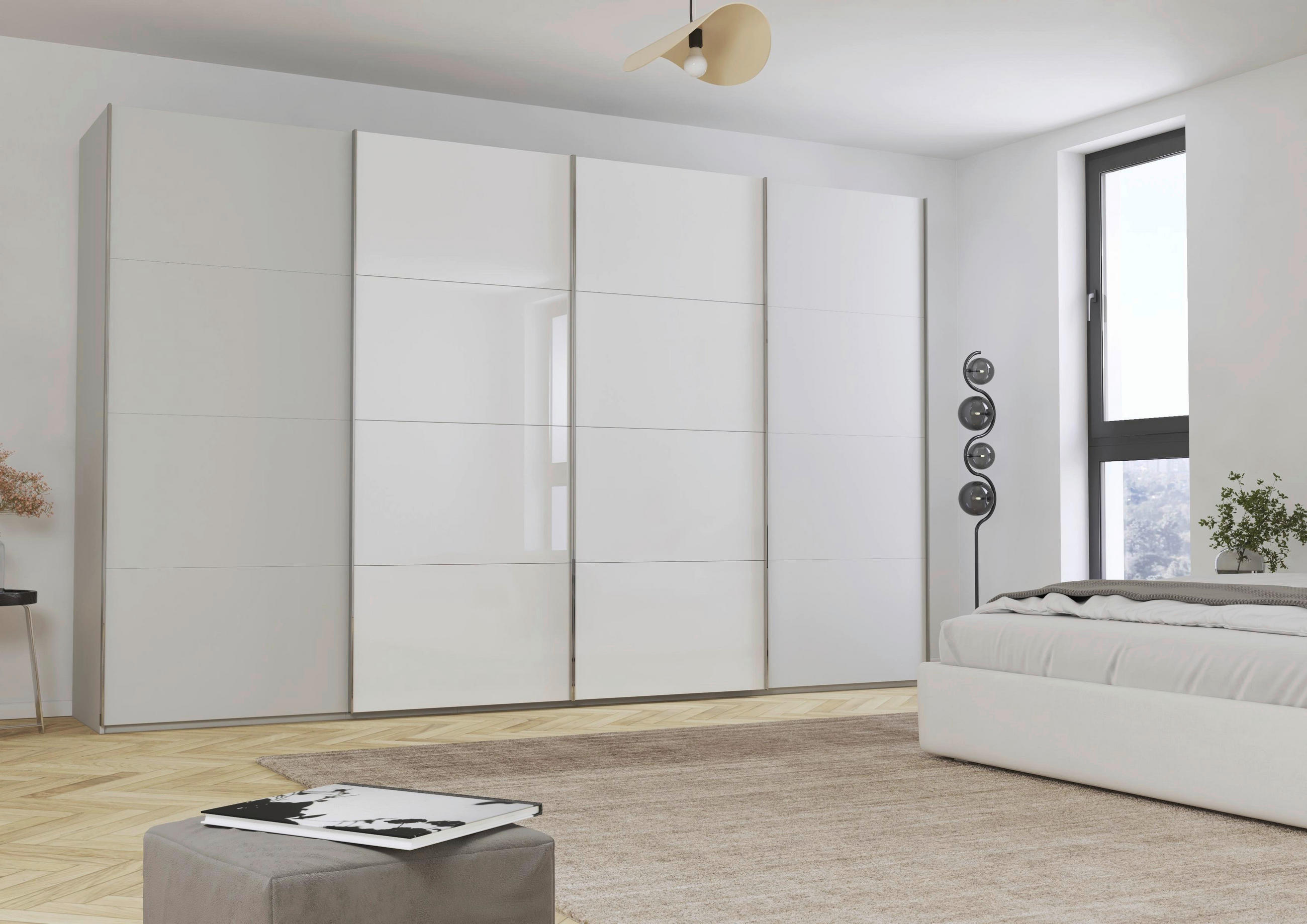 SCHWEBETÜRENSCHRANK 361/235/68 cm 4-türig  - Chromfarben, KONVENTIONELL, Glas/Holzwerkstoff (361/235/68cm) - Novel