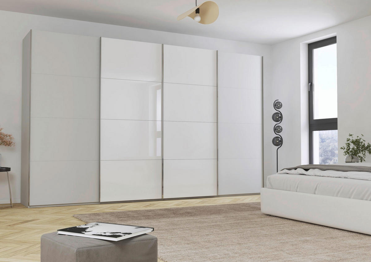 SCHWEBETÜRENSCHRANK 361/235/68 cm 4-türig  - Chromfarben, KONVENTIONELL, Glas/Holzwerkstoff (361/235/68cm) - Novel