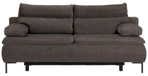 BOXSPRINGSOFA in Webstoff Dunkelbraun  - Dunkelbraun/Schwarz, Design, Textil/Metall (202/93/100cm) - Novel