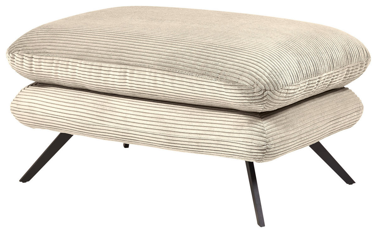 HOCKER Cord Naturfarben  - Schwarz/Naturfarben, MODERN, Textil/Metall (90/45/60cm) - Pure Home Lifestyle