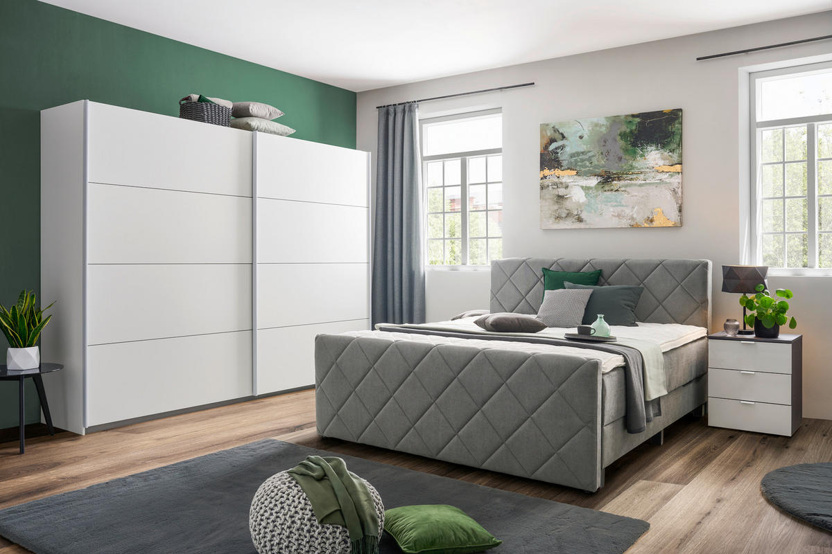 BOXSPRINGBETT 180/200 cm  in Grau  - Schwarz/Grau, Konventionell, Kunststoff/Textil (180/200cm) - home24