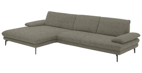 ECKSOFA in Velours Grau 180/310 cm - Schwarz/Grau, Design, Textil/Metall (180/310cm) - Dieter Knoll